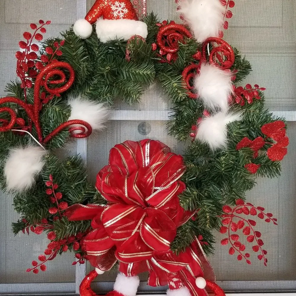 Seasonal Wreaths - EASTER, Fall, Christmas, Winter, Hannukah, White puff: Pick 1